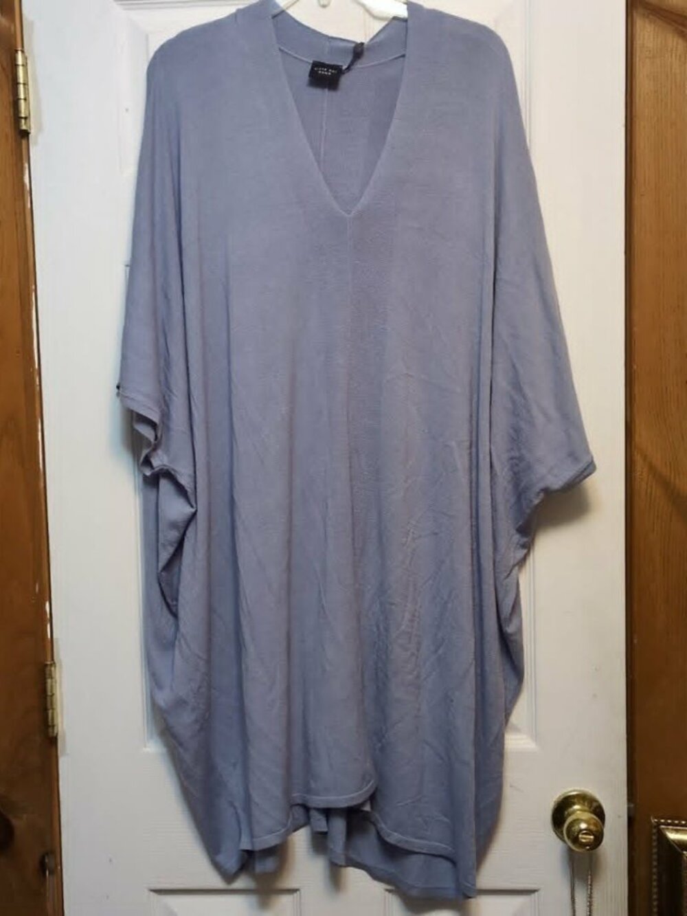 Bitte Kai Rand Caftan Sz 2X Sky Blue Bloom Knit Tunic Short Dolman Sleeve Oversi